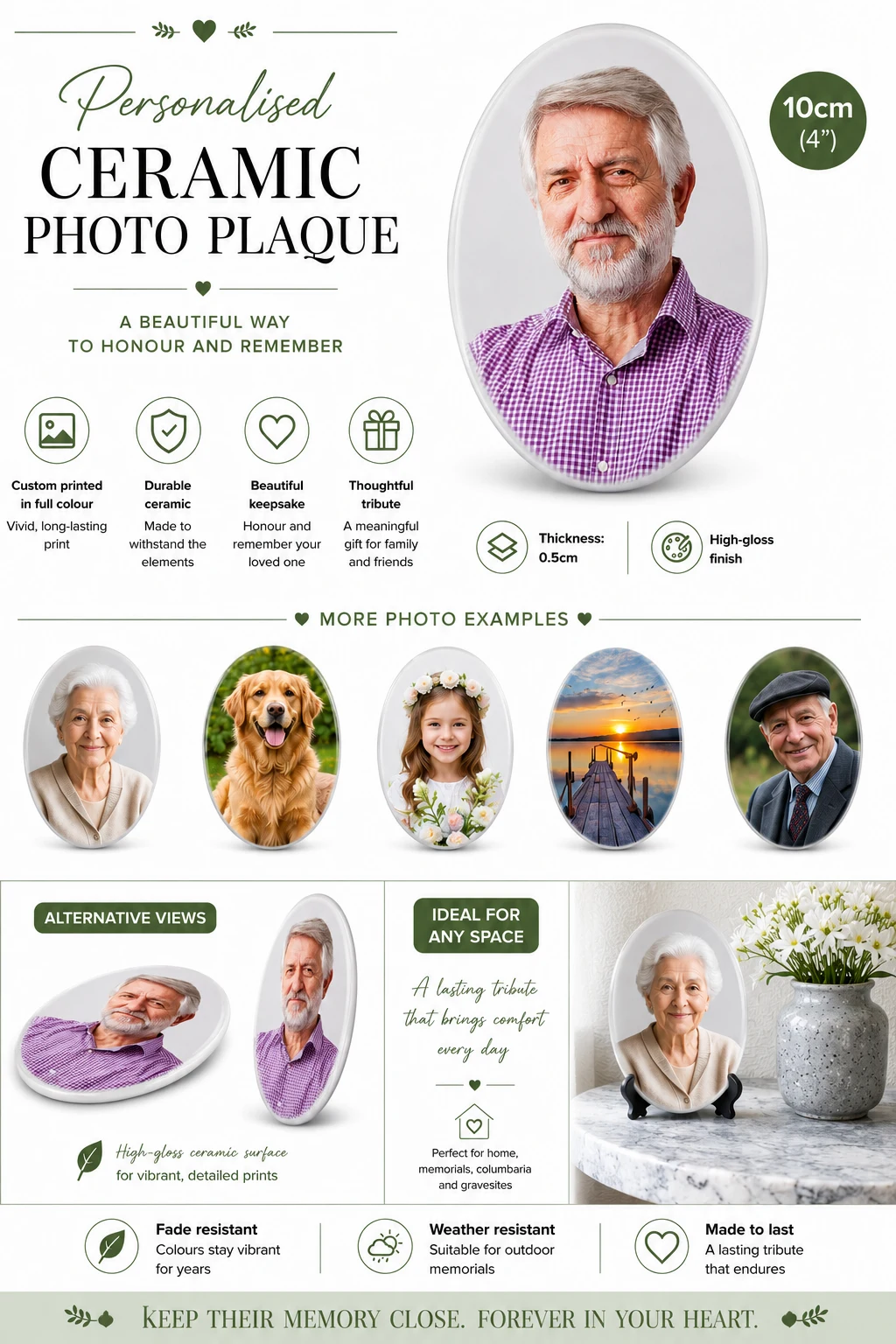 Ceramic Memorial Photo Plaques